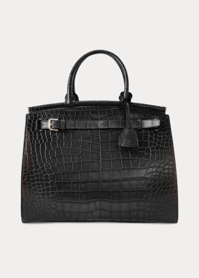 Bolsos De Mano Ralph Lauren Mujer Negros - Alligator Large RL50 - ZKNDB2650